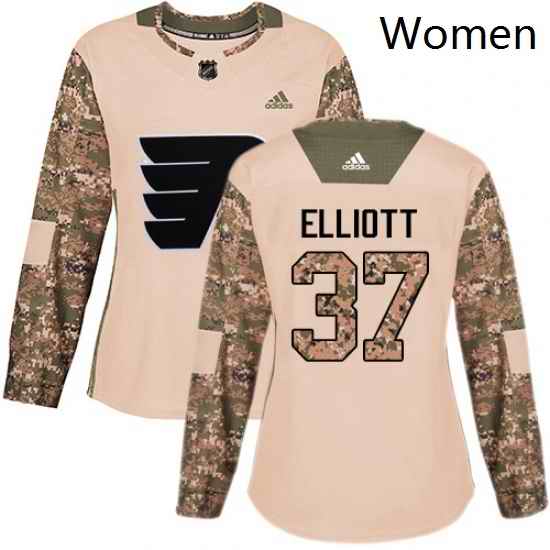 Womens Adidas Philadelphia Flyers 37 Brian Elliott Authentic Camo Veterans Day Practice NHL Jersey